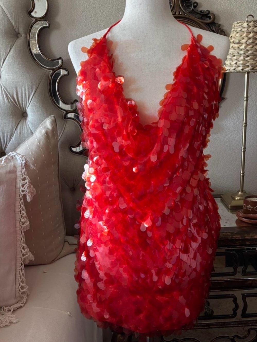 Ego Orange Sequin Dress